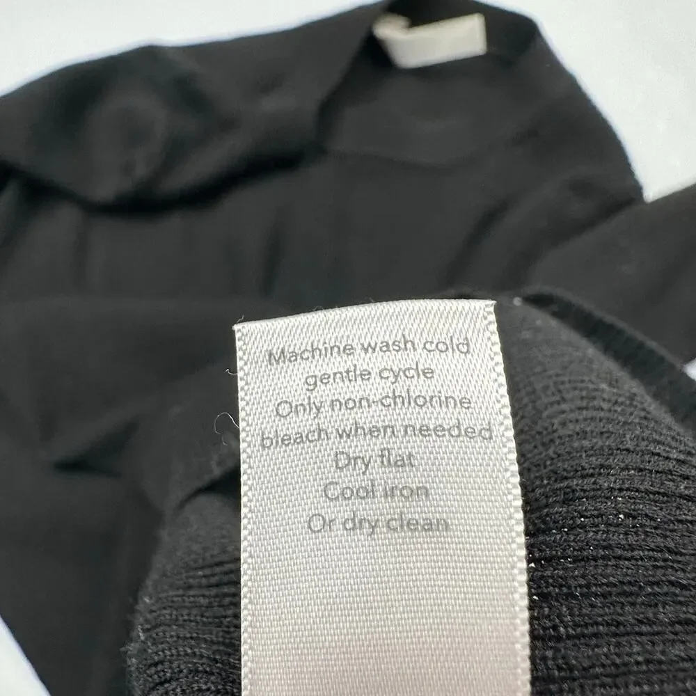 Athleta Sweater Womens Small Black Table Rock Wool Ribbed Long Sleeve Office